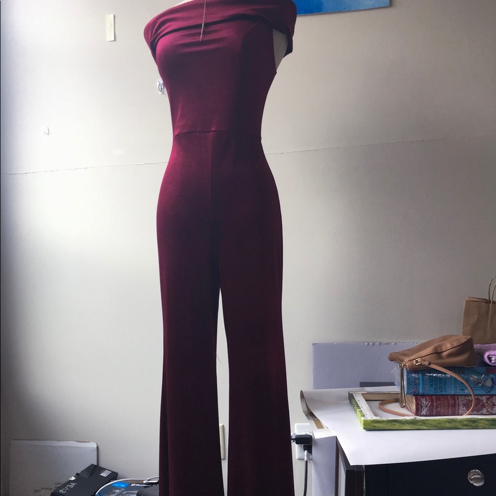 Red velvet jumpsuit NWT